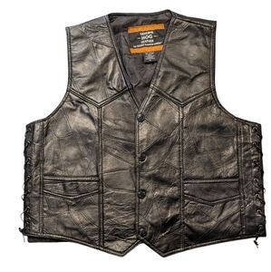Black Hog By Rocky Ranch Hides Leather Biker Vest Size XL